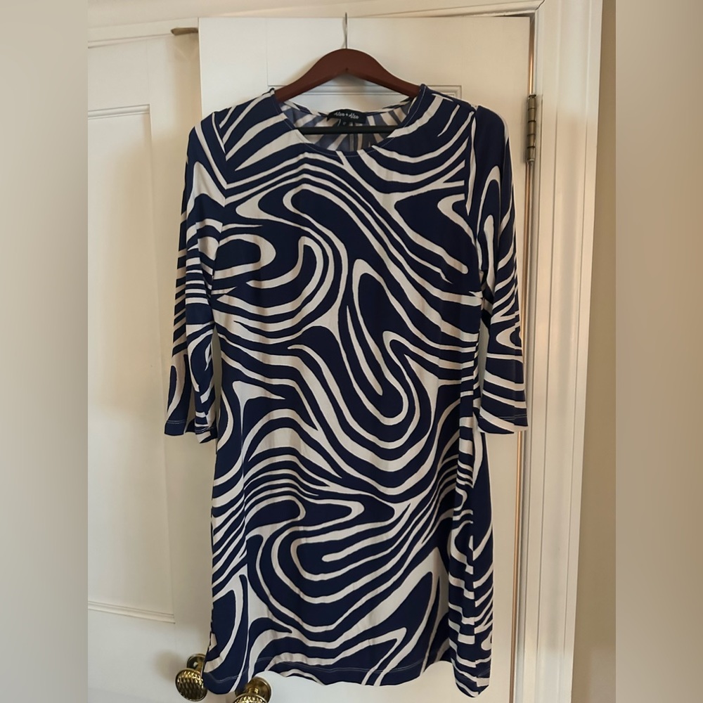 Alex & Alex polyblend mini dress in purple and cream